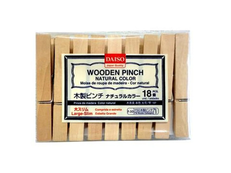 木製ピンチ　ナチュラルカラー１８個　大スリム